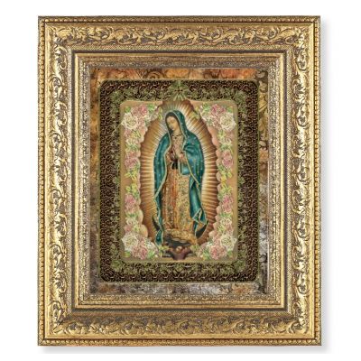 Gold Our Lady Of Guadalupe-flowers Lithograph In An Gold Leaf Frame - 846218075610 - 115-218G