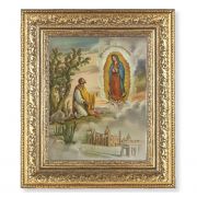 Our Lady Of Guadalupe With Juan Diego Lithograph In An Gold Leaf Frame