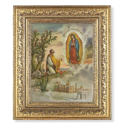 Our Lady Of Guadalupe With Juan Diego Lithograph In An Gold Leaf Frame - 846218058323 - 115-219