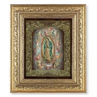 Gold Our Lady Of Guadalupe With Angels Print In An Gold Leaf Frame