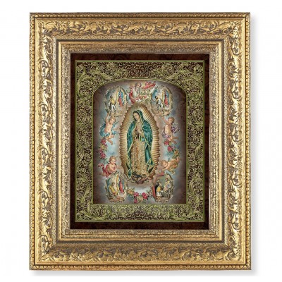 Gold Our Lady Of Guadalupe With Angels Print In An Gold Leaf Frame - 846218075627 - 115-221G