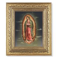 Our Lady Of Guadalupe Lithograph w/Gold Leaf Antique Frame