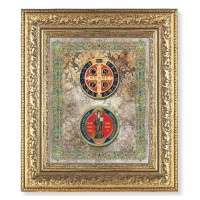 Gold St Benedict In A Gold Leaf Antique Frame