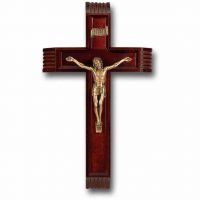 12 inch Dark Cherry Sick Call Crucifix With Museum Gold Plated Corpus