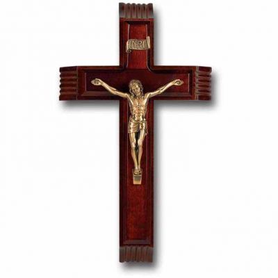 12 inch Dark Cherry Sick Call Crucifix With Museum Gold Plated Corpus - 846218026476 - 43M-12R6