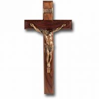 12 inch Walnut Crucifix With Museum Gold Corpus