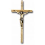 12" Oak Wood Cross With Museum Gold Corpus