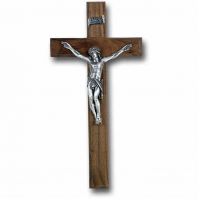 12" Walnut Cross With Antique Plated Corpus