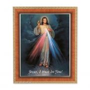 Divine Mercy In A Lacquered Natural Tiger Cherry Finished Frame