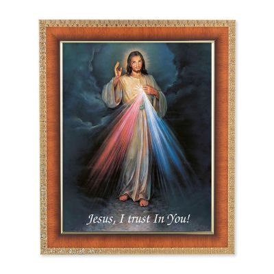 Divine Mercy In A Lacquered Natural Tiger Cherry Finished Frame -  - 122-123