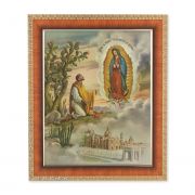 Our Lady Of Guadalupe With Juan Diego In A Cherry Finished Frame