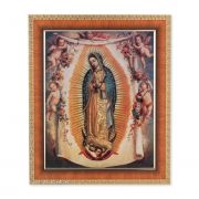 Our Lady Of Guadalupe w/Angels In A Tiger Cherry Frame w/Carved Edges