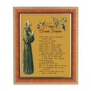 Prayer Of Saint Francis In A Tiger Cherry Frame w/Carved Gold Edges