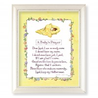A Baby's Prayer Print In a Pearlized White Frame