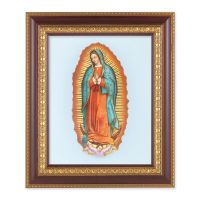 Our Lady Of Guadalupe In A Fine Detailed Cherry / Gold Edge Frame