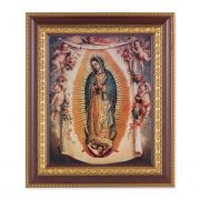 Our Lady Of Guadalupe w/Angels In A Fine Cherry & Gold Edge Frame
