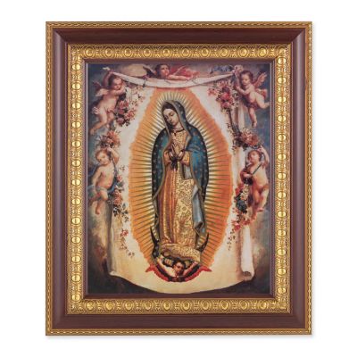 Our Lady Of Guadalupe w/Angels In A Fine Cherry & Gold Edge Frame -  - 126-221