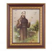 Saint Francis 8x10 inch Print In a Cherry/Gold Edge Frame