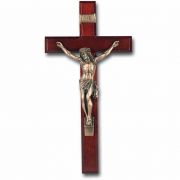 13 inch cherry Wood Cross With Museum Gold Corpus
