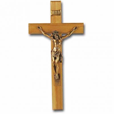 13 inch Oak Cross With Museum Gold Corpus - 846218026438 - 24M-13O1