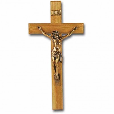 13 inch Oak Cross With Museum Gold Corpus - 846218026438 - 24M-13O1
