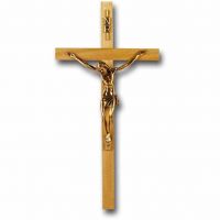 13 inch Oak Cross With Museum Gold Plated Corpus