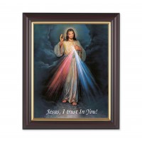 Divine Mercy 10x8 inch Print In a Dark Walnut Frame