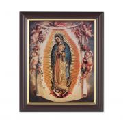 Our Lady Of Guadalupe w/Angels 10x8 inch Print In a Dark Walnut Frame