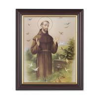 Saint Francis 10x8 inch Print In a Dark Walnut Frame