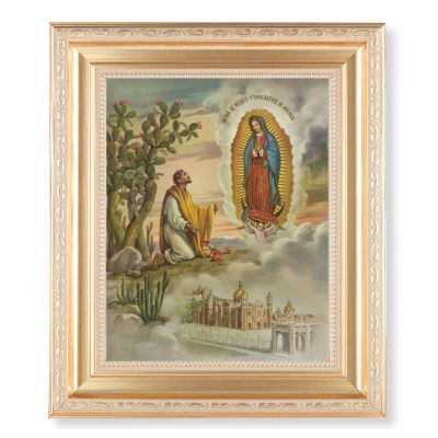 Our Lady Of Guadalupe w/Juan Diego In Fine Scrollwork Satin Gold Frame -  - 138-219