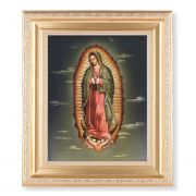 Our Lady Of Guadalupe In A Fine Detailed Scrollwork Satin Gold Frame