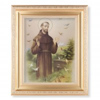 Saint Francis 10x8 inch Print In A Fine Satin Gold Frame