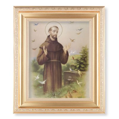Saint Francis 10x8 inch Print In A Fine Satin Gold Frame - 846218066472 - 138-310