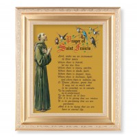 Prayer Of Saint Francis In A Fine Detailed Scrollwork Satin Gold Frame