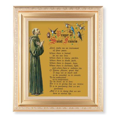 Prayer Of Saint Francis In A Fine Detailed Scrollwork Satin Gold Frame -  - 138-311