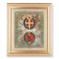 Gold St Benedict 10x8 inch Print In A Fine Satin Gold Frame