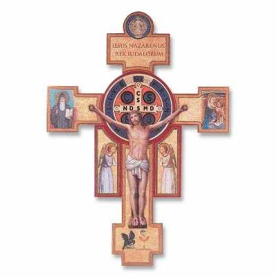 14 inch Saint Benedict Jubilee Crucifix with Benedictine Symbols -  - 22181-14