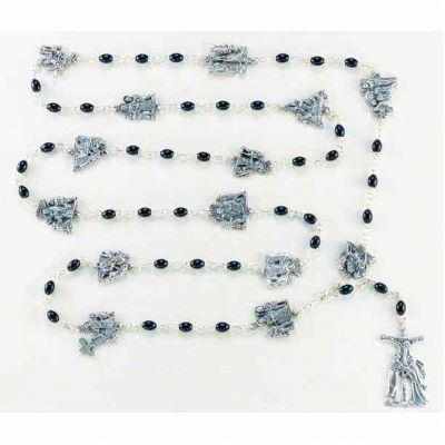 15 Stations Of The Cross Rosary 27 inch, Black Wood Beads - 846218039179 - 017BK