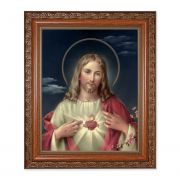 Sacred Heart Of Jesus 10x8in. Print In a Mahogany Finished Frame