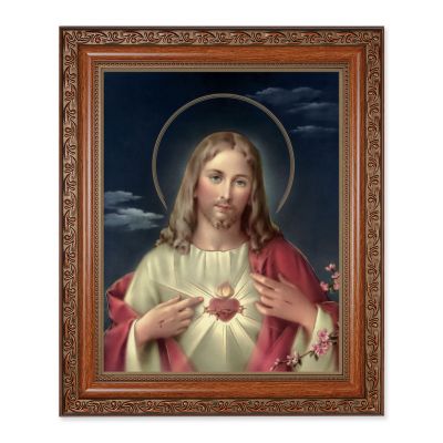 Sacred Heart Of Jesus 10x8in. Print In a Mahogany Finished Frame - 846218063983 - 161-106