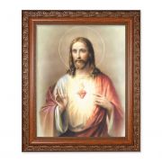 Sacred Heart Of Jesus 10x8 in. Print w/Mahogany Finished Frame