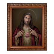 Sacred Heart Of Jesus 10x8 inch Print w/Mahogany Finished Frame