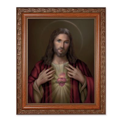 Sacred Heart Of Jesus 10x8 inch Print w/Mahogany Finished Frame - 846218064065 - 161-115