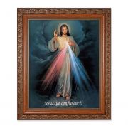 Divine Mercy (Spanish) 10x8 inch Print In a Mahogany Finished Frame