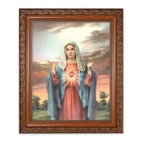 Immaculate Heart Of Mary 10x8 Print In a Mahogany Finished Frame