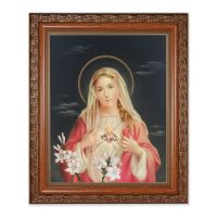 Immaculate Heart Of Mary 10x8 inch Print w/Mahogany Finished Frame