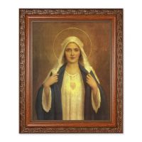Immaculate Heart Of Mary Print In a Mahogany Finished Frame