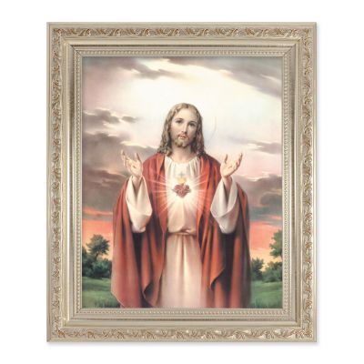 Sacred Heart Of Jesus 10x8 inch Print In a Silver Frame - 846218064102 - 164-105