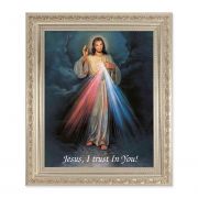 Divine Mercy 10 x 8 inch Print In a Antique Silver Frame