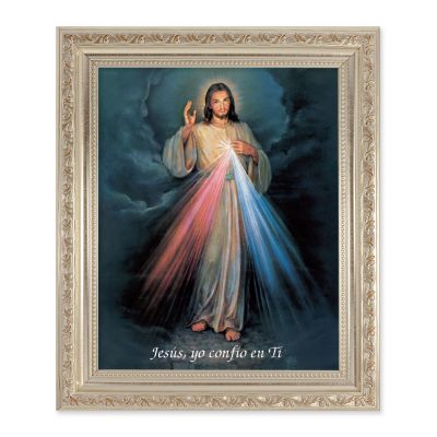 Divine Mercy(Spanish) 10x8 inch Print In a Antique Silver Frame - 846218061743 - 164-124